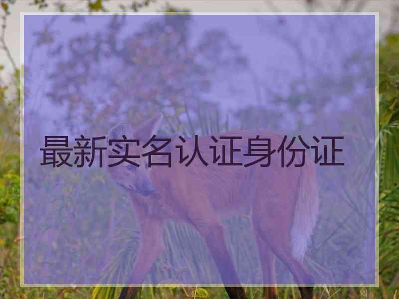 最新实名认证身份证