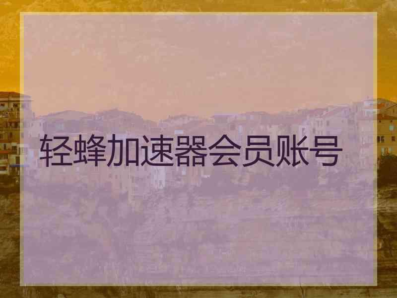 轻蜂加速器会员账号
