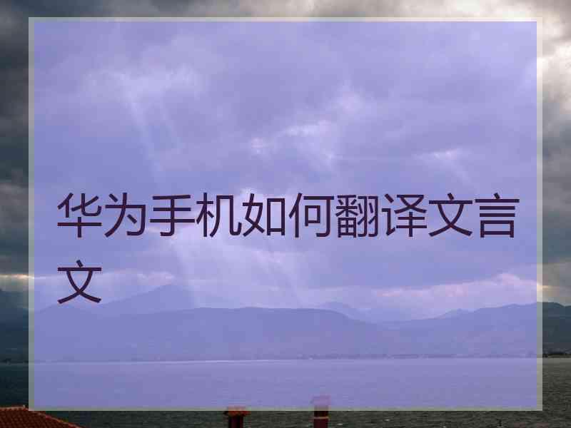 华为手机如何翻译文言文