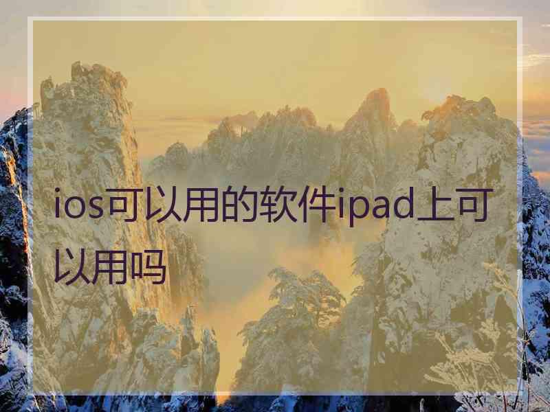 ios可以用的软件ipad上可以用吗