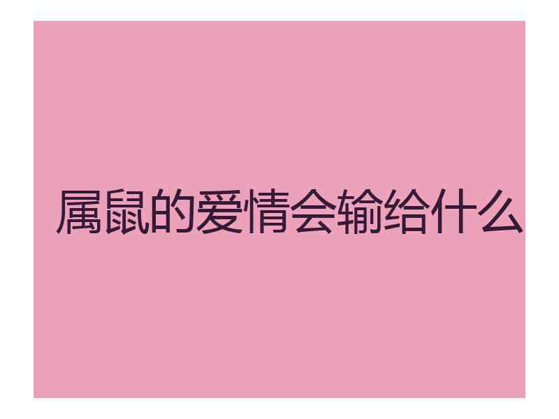 属鼠的爱情会输给什么