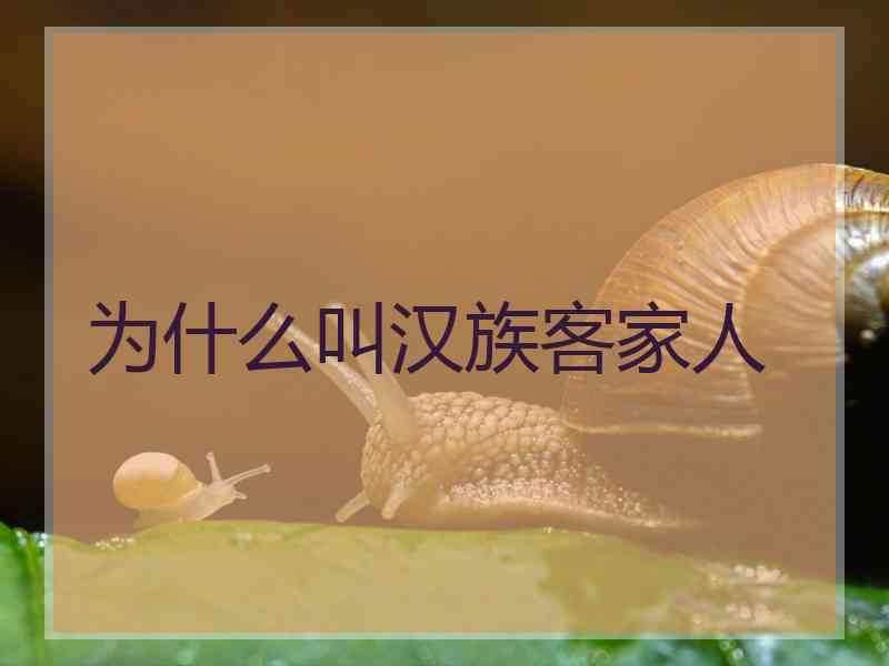 为什么叫汉族客家人