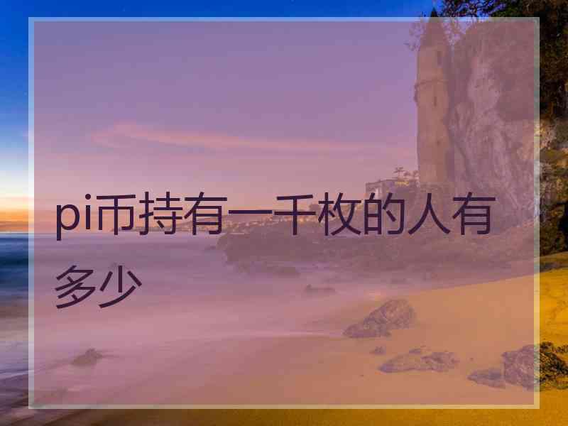 pi币持有一千枚的人有多少