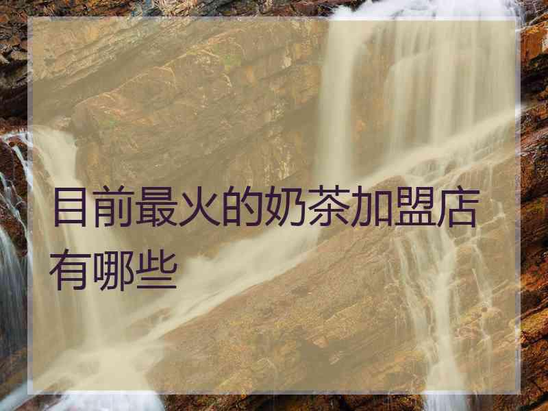 目前最火的奶茶加盟店有哪些