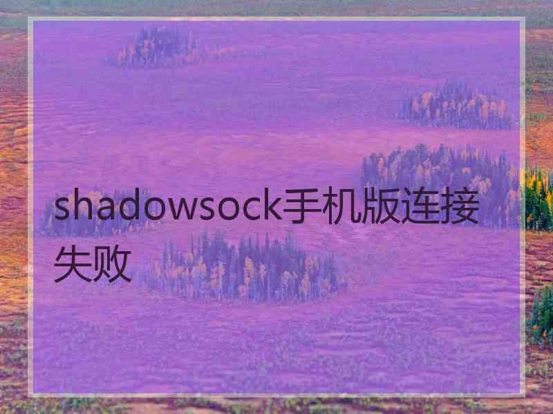 shadowsock手机版连接失败