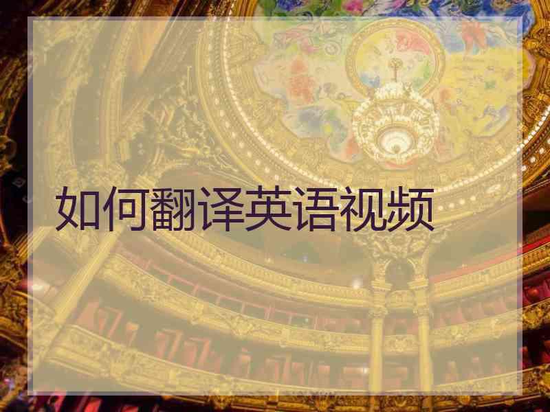 如何翻译英语视频