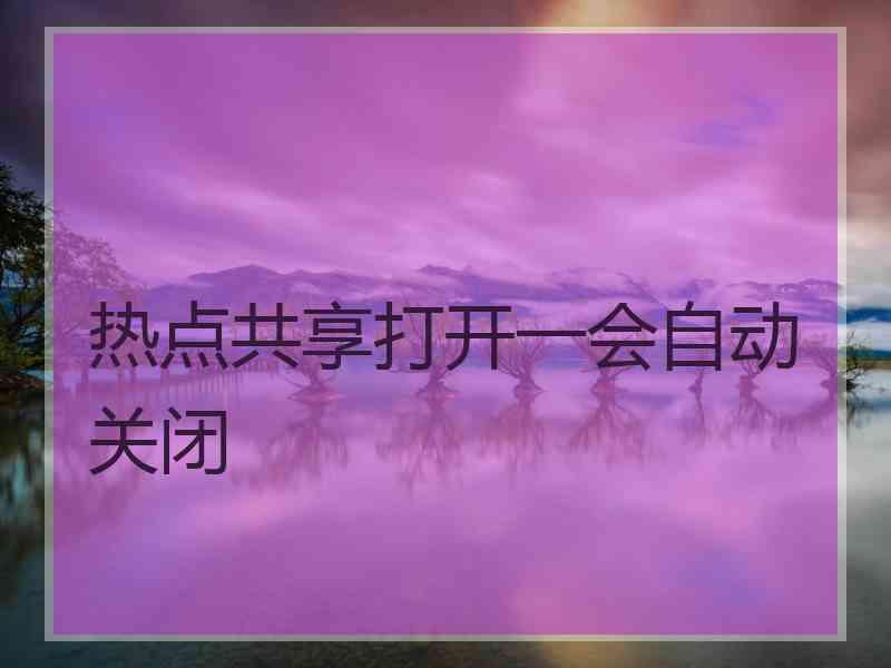 热点共享打开一会自动关闭