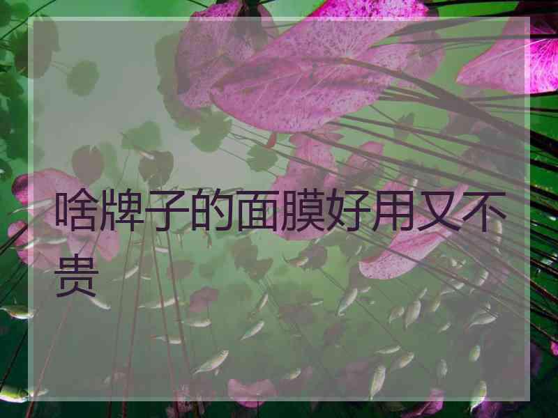 啥牌子的面膜好用又不贵