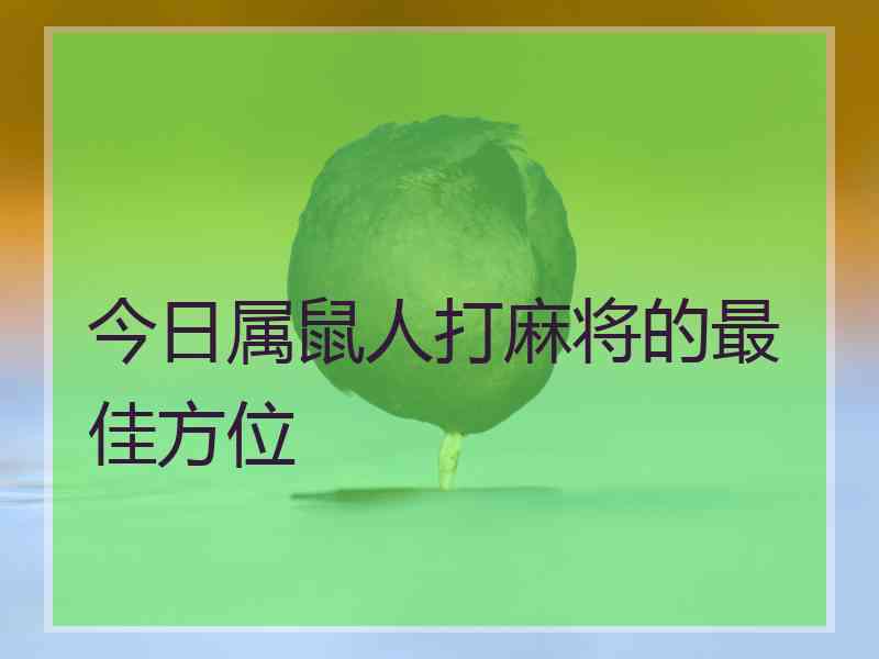 今日属鼠人打麻将的最佳方位