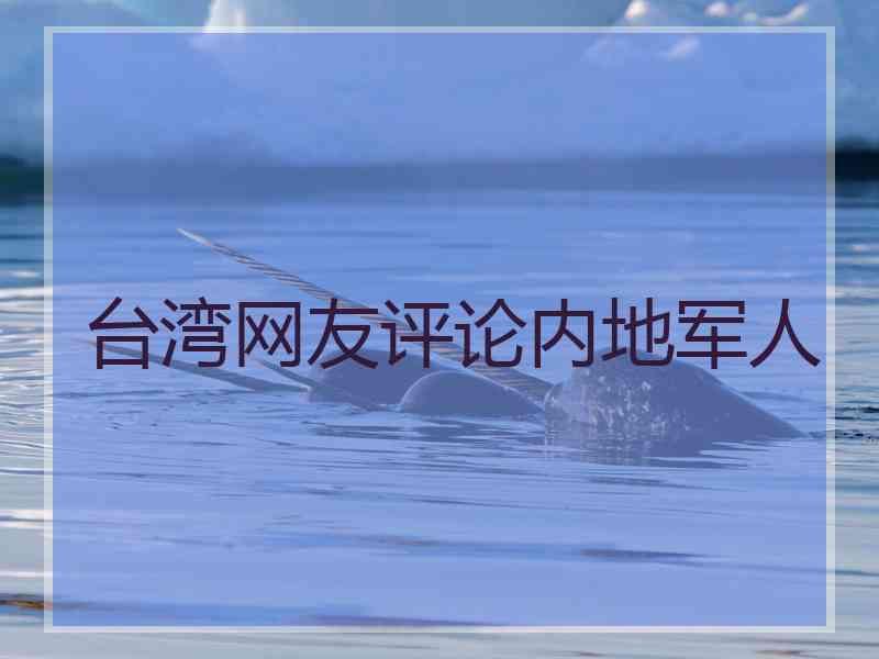 台湾网友评论内地军人