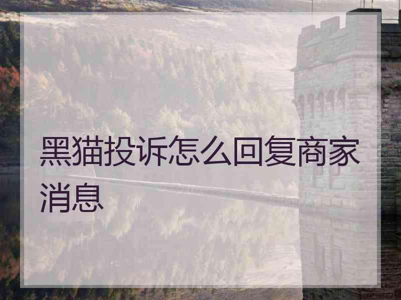 黑猫投诉怎么回复商家消息
