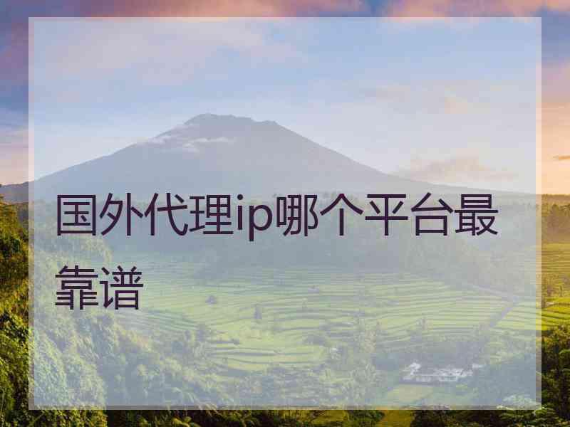 国外代理ip哪个平台最靠谱