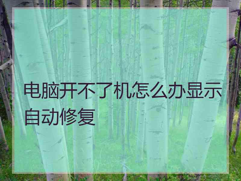电脑开不了机怎么办显示自动修复