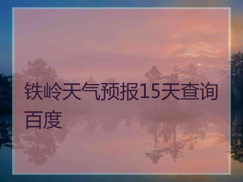 铁岭天气预报15天查询百度