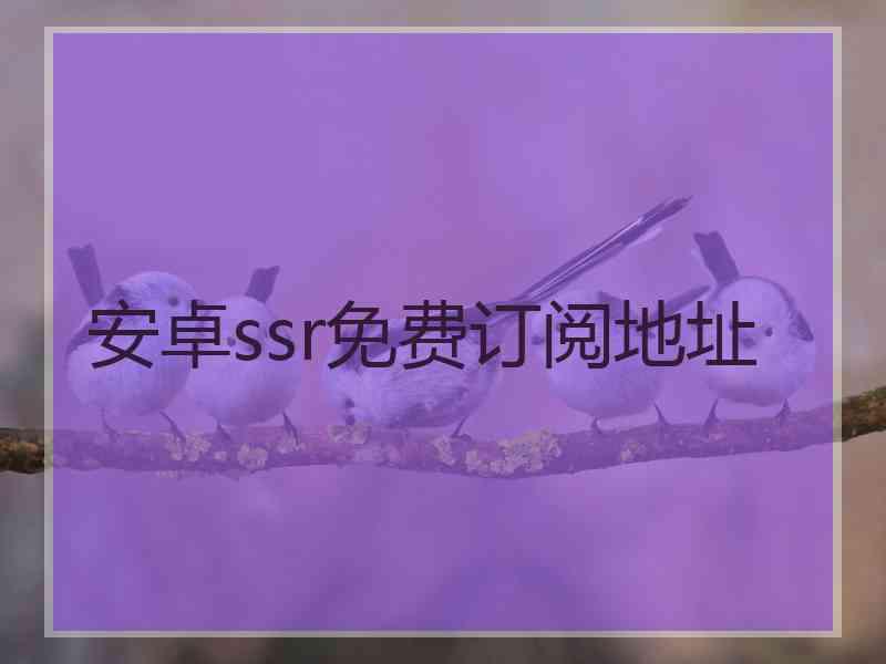 安卓ssr免费订阅地址