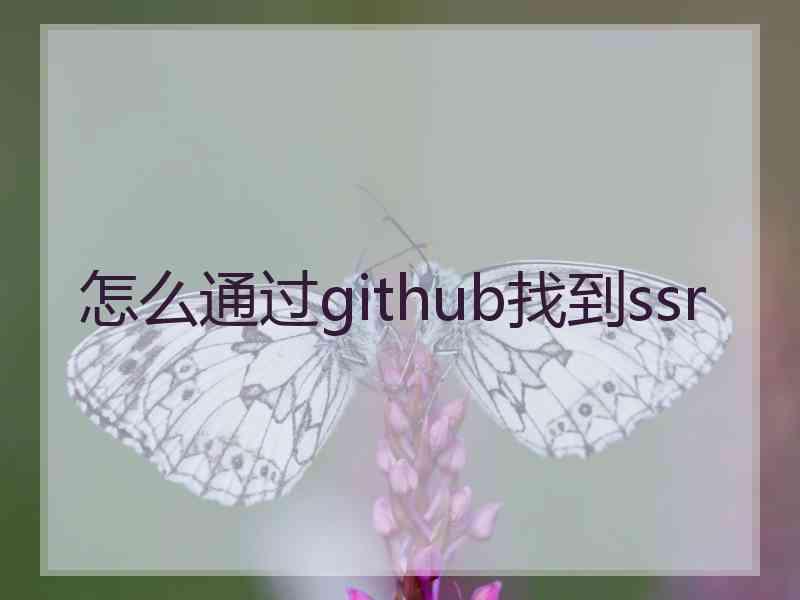 怎么通过github找到ssr