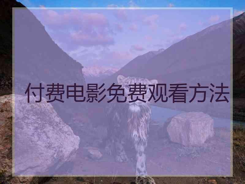 付费电影免费观看方法