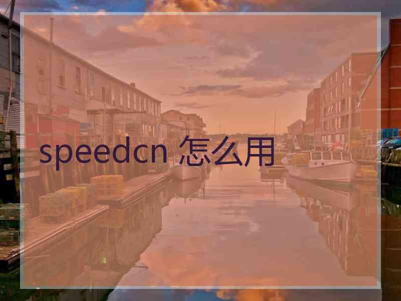speedcn 怎么用