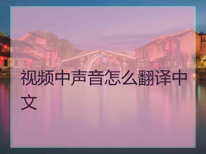 视频中声音怎么翻译中文