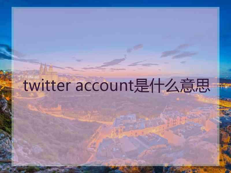 twitter account是什么意思