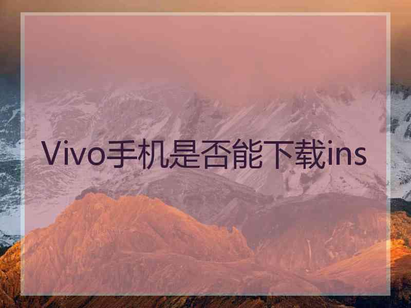 Vivo手机是否能下载ins