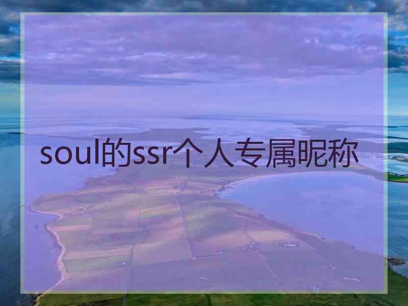 soul的ssr个人专属昵称