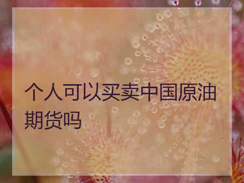 个人可以买卖中国原油期货吗