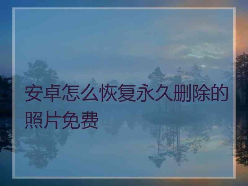 安卓怎么恢复永久删除的照片免费