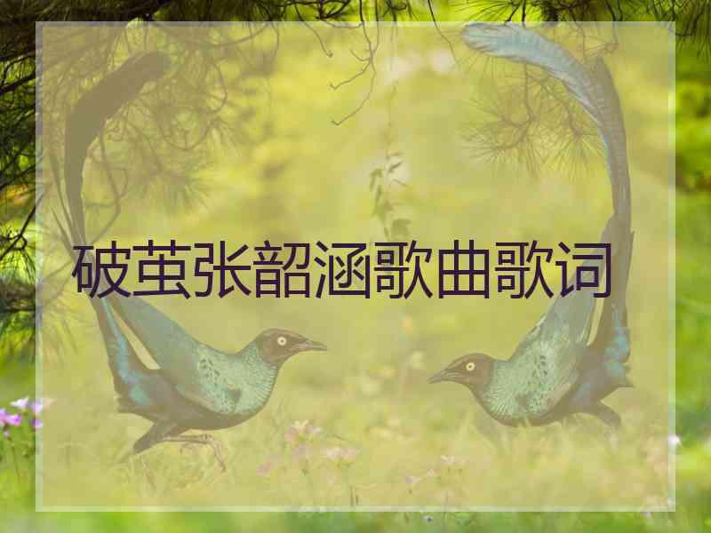 破茧张韶涵歌曲歌词