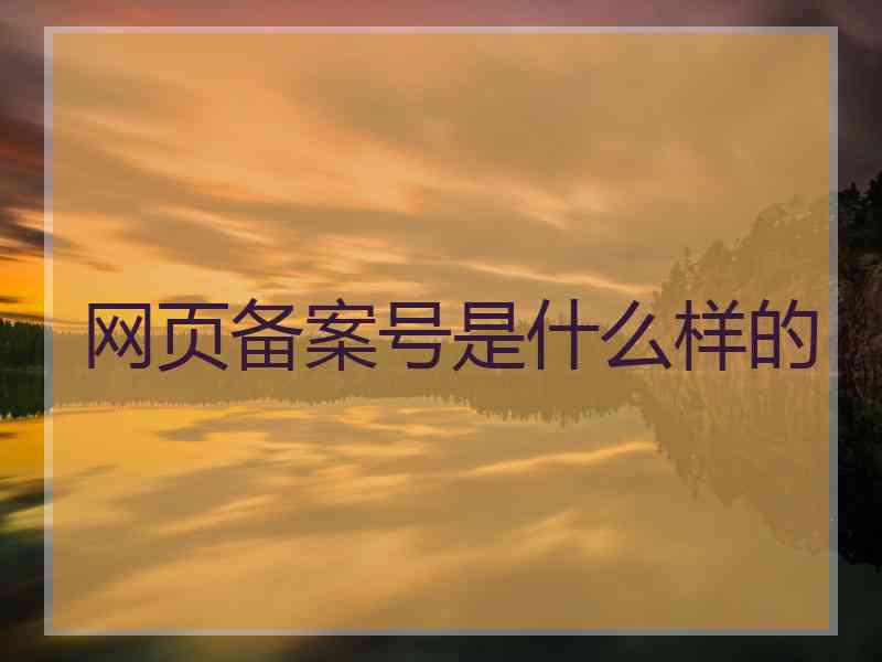 网页备案号是什么样的