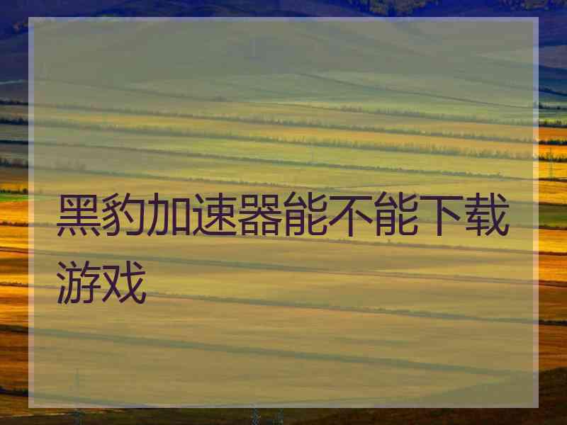 黑豹加速器能不能下载游戏