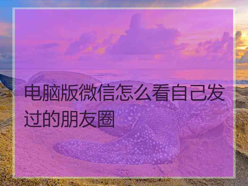 电脑版微信怎么看自己发过的朋友圈