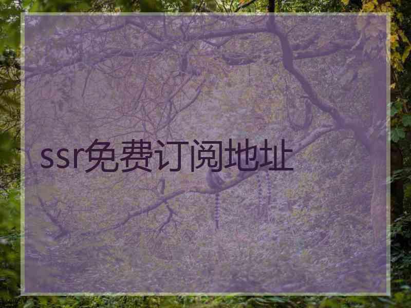ssr免费订阅地址