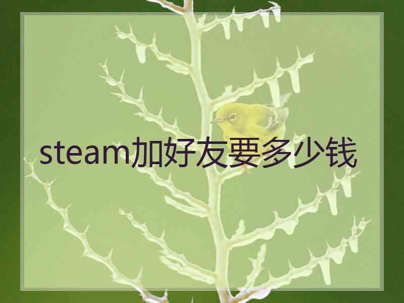 steam加好友要多少钱