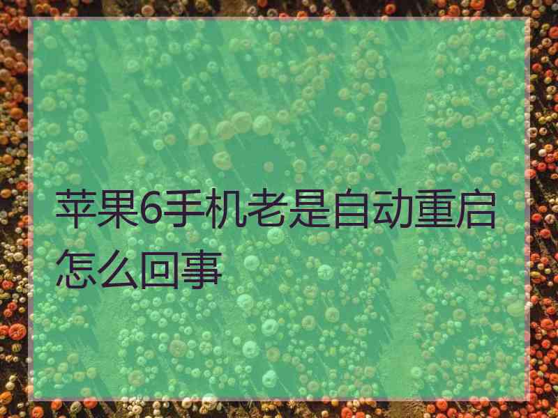 苹果6手机老是自动重启怎么回事