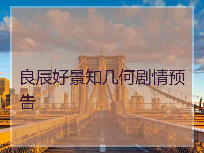 良辰好景知几何剧情预告