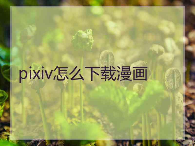 pixiv怎么下载漫画