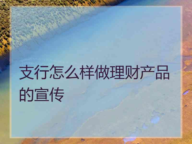 支行怎么样做理财产品的宣传
