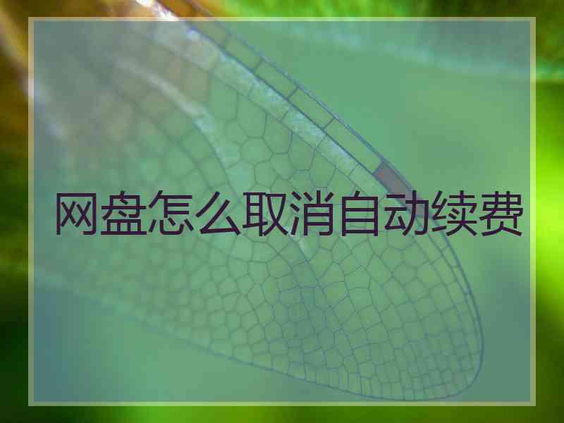 网盘怎么取消自动续费