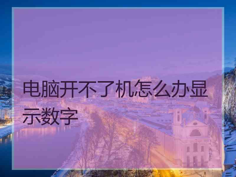 电脑开不了机怎么办显示数字