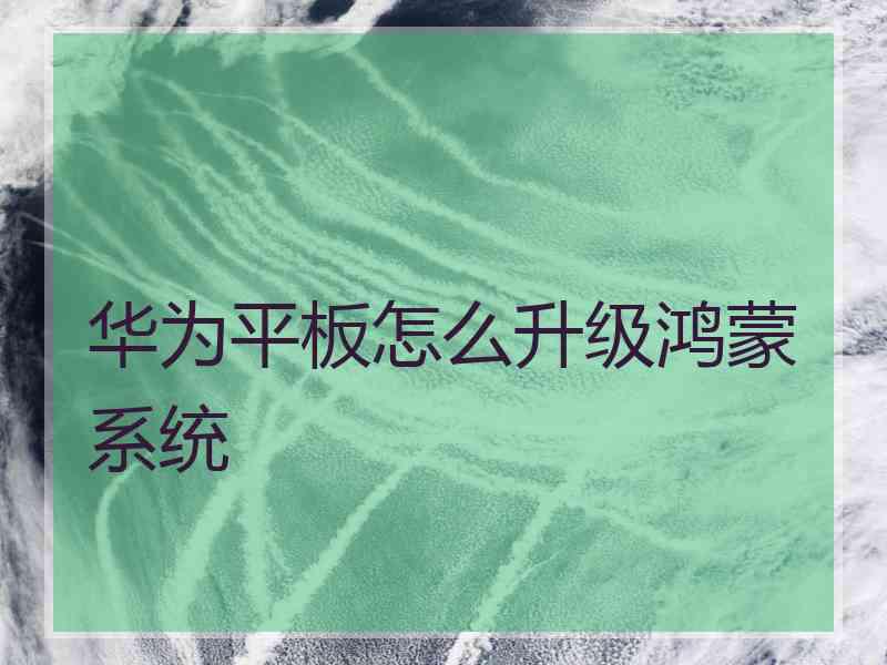 华为平板怎么升级鸿蒙系统