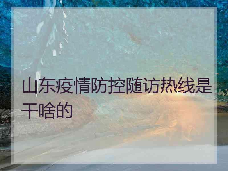 山东疫情防控随访热线是干啥的
