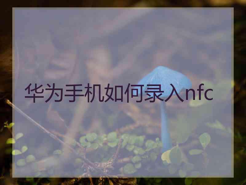 华为手机如何录入nfc