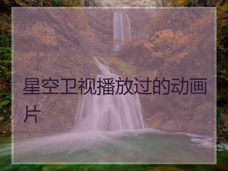 星空卫视播放过的动画片