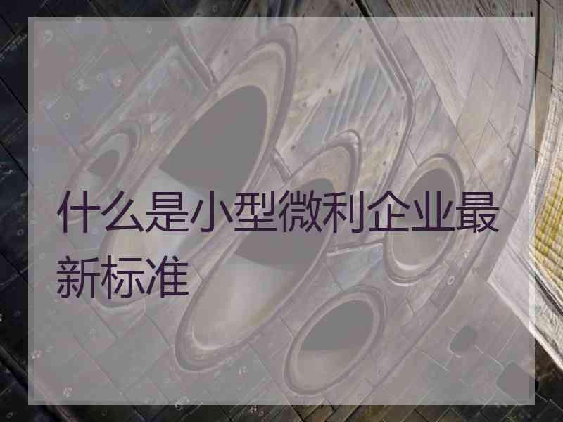 什么是小型微利企业最新标准