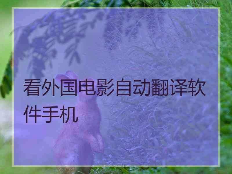 看外国电影自动翻译软件手机