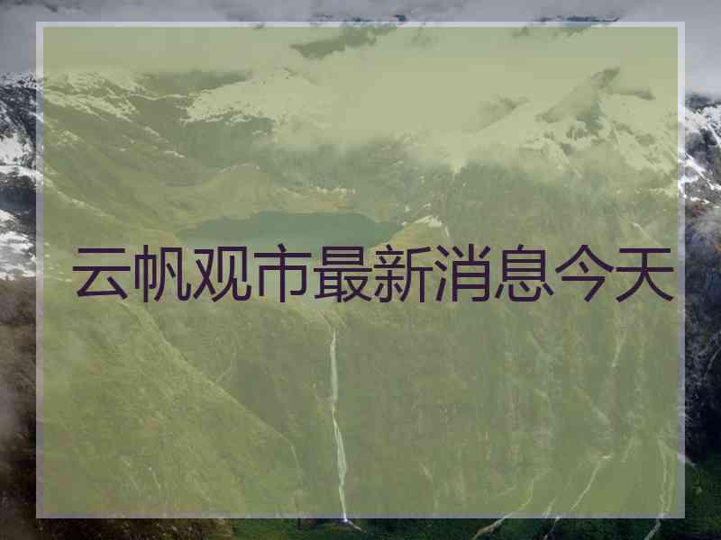 云帆观市最新消息今天