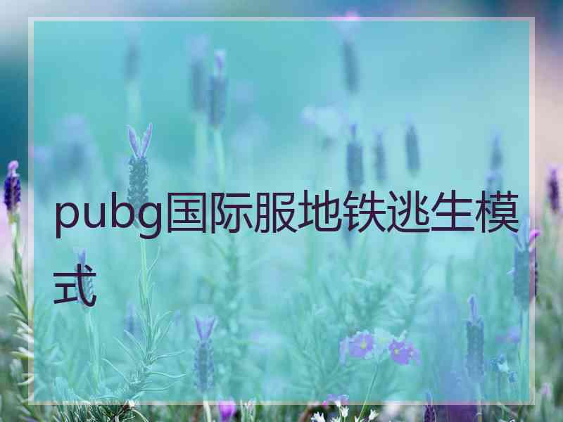 pubg国际服地铁逃生模式
