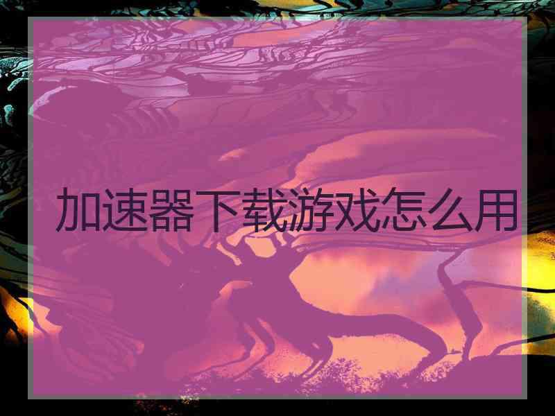 加速器下载游戏怎么用