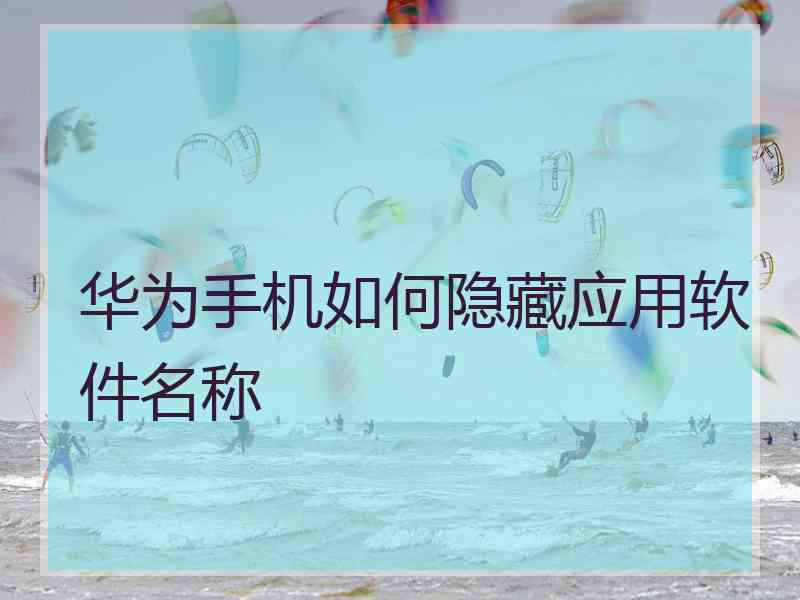 华为手机如何隐藏应用软件名称